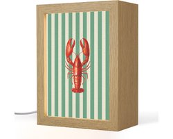 Tafellamp 15x20 cm - LED lamp - Kreeft - Strepen - Realistisch - Zomers - Decoratieve tafellampen - Dimbaar - Tafellampje slaapkamer - Woonkamer binnen