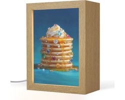 Tafellamp 15x20 cm - LED lamp - Pannenkoeken - Steentjes - Glitter - Slagroom - Decoratieve tafellampen - Dimbaar - Tafellampje slaapkamer - Woonkamer binnen