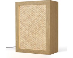 Tafellamp 15x20 cm - LED lamp - Patroon - Beige - Rotan print - Decoratieve tafellampen - Dimbaar - Tafellampje slaapkamer - Woonkamer binnen