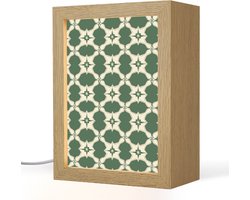 Tafellamp 15x20 cm - LED lamp - Tegel - Klassiek - Groen - Decoratieve tafellampen - Dimbaar - Tafellampje slaapkamer - Woonkamer binnen