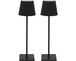 Tafellamp - 2 Stuks - Oplaadbare Tafellamp - 3 Standen - Zwart - Bureaulamp - Modern Design - Dimbaar - Anti Slip Voet - Aluminium - IP 54