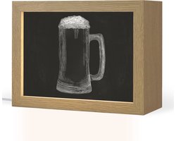 Tafellamp 20x15 cm - LED lamp - Bierpul - Schuim - Krijttekening - Decoratieve tafellampen - Dimbaar - Tafellampje slaapkamer - Woonkamer binnen
