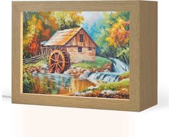 Tafellamp 20x15 cm - LED lamp - Landschap - Schilderij - Huis - Kunst - Herfst - Decoratieve tafellampen - Dimbaar - Tafellampje slaapkamer - Woonkamer binnen