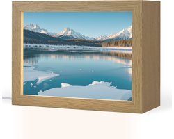 Tafellamp 20x15 cm - LED lamp - Landschap - Winter - Meer - Bergen - Uitzicht - IJs - Decoratieve tafellampen - Dimbaar - Tafellampje slaapkamer - Woonkamer binnen