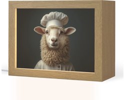 Tafellamp 20x15 cm - LED lamp - Schaap - Wol - Kok - Decoratieve tafellampen - Dimbaar - Tafellampje slaapkamer - Woonkamer binnen