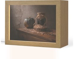 Tafellamp 20x15 cm - LED lamp - Stilleven - Pompoen - Donker - Rustiek - Decoratieve tafellampen - Dimbaar - Tafellampje slaapkamer - Woonkamer binnen
