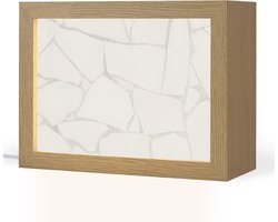 Tafellamp 20x15 cm - LED lamp - Structuur - Steen - Wit - Grijs - Decoratieve tafellampen - Dimbaar - Tafellampje slaapkamer - Woonkamer binnen