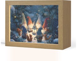 Tafellamp 20x15 cm - LED lamp - Winter - Gnooms - Eekhoorns - Meerkleurig - Decoratieve tafellampen - Dimbaar - Tafellampje slaapkamer - Woonkamer binnen