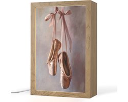 Tafellamp 20x30 cm - LED lamp - Balletschoenen - Satijn - Aardetinten - Decoratieve tafellampen - Dimbaar - Tafellampje slaapkamer - Woonkamer binnen