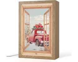 Tafellamp 20x30 cm - LED lamp - Doorkijk - Auto - Kerst - Cadeaus - Winter - Landschap - Decoratieve tafellampen - Dimbaar - Tafellampje slaapkamer - Woonkamer binnen