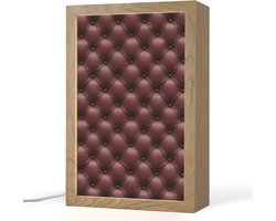 Tafellamp 20x30 cm - LED lamp - Leer - Patroon - Bordeaux - Decoratieve tafellampen - Dimbaar - Tafellampje slaapkamer - Woonkamer binnen