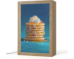 Tafellamp 20x30 cm - LED lamp - Pannenkoeken - Steentjes - Glitter - Slagroom - Decoratieve tafellampen - Dimbaar - Tafellampje slaapkamer - Woonkamer binnen