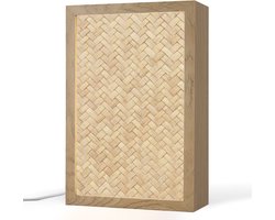 Tafellamp 20x30 cm - LED lamp - Patroon - Beige - Rotan print - Decoratieve tafellampen - Dimbaar - Tafellampje slaapkamer - Woonkamer binnen