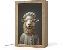 Tafellamp 20x30 cm - LED lamp - Schaap - Wol - Kok - Decoratieve tafellampen - Dimbaar - Tafellampje slaapkamer - Woonkamer binnen