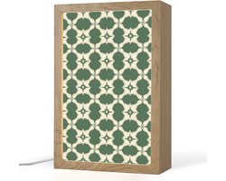 Tafellamp 20x30 cm - LED lamp - Tegel - Klassiek - Groen - Decoratieve tafellampen - Dimbaar - Tafellampje slaapkamer - Woonkamer binnen