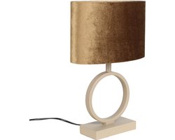 Tafellamp | 25 cm | sienna ovale kap | E27 | beige bruin creme | metaal stof | decoratieve functionele landelijke lifestyle moderne romantische sfeer verlichting