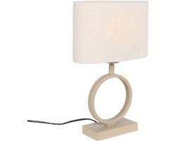 Tafellamp | 25 cm | Sienna ovale kap | E27 | beige bruin creme | metaal stof | decoratieve functionele landelijke lifestyle moderne romantische sfeer verlichting