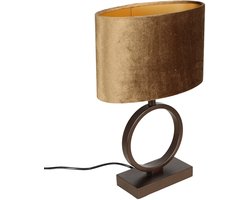 Tafellamp | 25 cm | sienna ovale kap | E27 | bruin | metaal en stof | moderne sfeerverlichting