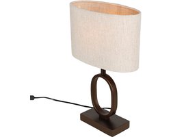 Tafellamp | 25 cm | Verona ovale kap | E27 | beige bruin creme | metaal stof | decoratieve functionele landelijke lifestyle moderne romantische sfeer verlichting
