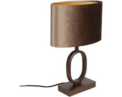 Tafellamp | 25 cm | Verona ovale kap | E27 | beige bruin crème | metaal stof | decoratieve functionele landelijke moderne romantische sfeer verlichting