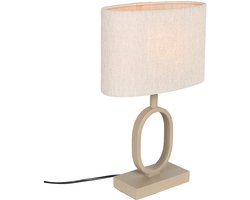 Tafellamp | 25 cm | Verona ovale kap | E27 | beige bruin creme | metaal stof | decoratieve functionele landelijke moderne romantische sfeer verlichting