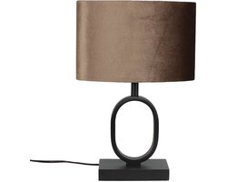 Tafellamp | 25 cm | verona ovale kap | E27 | bruin zwart | metaal stof | moderne sfeer verlichting