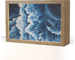 Tafellamp 30x20 cm - LED lamp - Golven - Blauw - Schuim - Decoratieve tafellampen - Dimbaar - Tafellampje slaapkamer - Woonkamer binnen