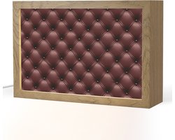 Tafellamp 30x20 cm - LED lamp - Leer - Patroon - Bordeaux - Decoratieve tafellampen - Dimbaar - Tafellampje slaapkamer - Woonkamer binnen