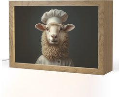 Tafellamp 30x20 cm - LED lamp - Schaap - Wol - Kok - Decoratieve tafellampen - Dimbaar - Tafellampje slaapkamer - Woonkamer binnen