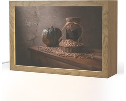 Tafellamp 30x20 cm - LED lamp - Stilleven - Pompoen - Donker - Rustiek - Decoratieve tafellampen - Dimbaar - Tafellampje slaapkamer - Woonkamer binnen