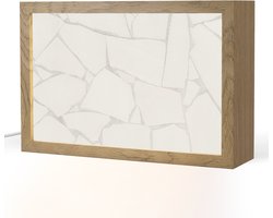 Tafellamp 30x20 cm - LED lamp - Structuur - Steen - Wit - Grijs - Decoratieve tafellampen - Dimbaar - Tafellampje slaapkamer - Woonkamer binnen