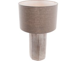 Tafellamp | 35 cm | keramieke tafellampen met kap | E27 | beige bruin creme | keramiek stof | decoratieve klassieke landelijke romantische sfeerverlichting