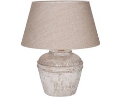 Tafellamp | 35 cm | keramieke tafellampen met kap | E27 | beige bruin | keramiek stof | landelijke klassieke romantische sfeer verlichting