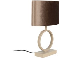 Tafellamp | 38 cm | Sienna ovale kap | E27 | beige bruin creme | metaal stof | decoratieve functionele landelijke moderne romantische sfeerverlichting