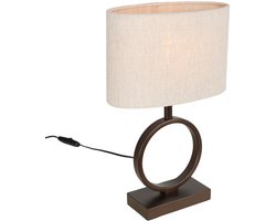 Tafellamp | 38 cm | sienna ovale kap | E27 | bruin | metaal stof | landelijke moderne sfeerverlichting