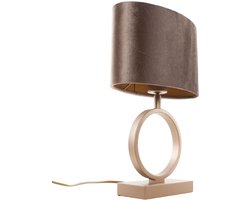 Tafellamp | 38 cm | Sienna ovale kap | E27 | goud zwart | metaal stof | moderne landelijke sfeer verlichting