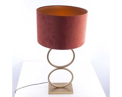 Tafellamp | 40 cm | capri ringen | E27 | brons koper roest goud bruin | metaal stof | landelijke decoratieve functionele sfeerverlichting