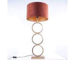 Tafellamp | 40 cm | capri ringen | E27 | brons roestbruin goud | metaal stof | decoratieve functionele landelijke moderne romantische sfeerverlichting