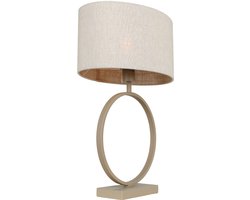Tafellamp | 40 cm | sienna beige - ovale kap | E27 | beige creme | metaal stof | decoratieve verlichting functionele verlichting landelijke verlichting lifestyle verlichting moderne verlichting romantische verlichting sfeer verlichting