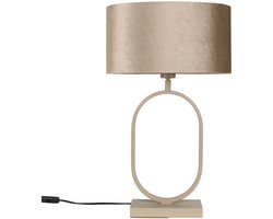Tafellamp | 40 cm | verona beige - ovale kap | E27 | beige bruin creme | metaal stof | decoratieve functionele landelijke lifestyle moderne romantische sfeer verlichting