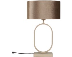 Tafellamp | 40 cm | verona beige - ovale kap | E27 | beige bruin creme | metaal stof | landelijke moderne romantische sfeer verlichting