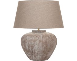 Tafellamp | 50 cm | keramieke tafellampen met kap | E27 | beige bruin | keramiek stof | landelijke klassieke romantische sfeer verlichting