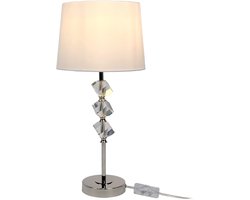 Tafellamp - 53xØ25 cm - crème en zilver