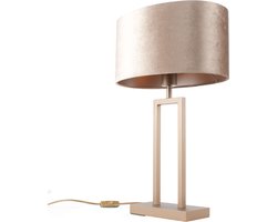 Tafellamp | 55 cm | Monza ovale kap | E27 | brons taupe | metaal stof | moderne sfeerverlichting