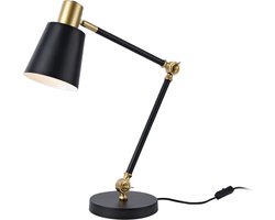 Tafellamp Abergele bureaulamp 68 cm E27 zwart en goudkleurig