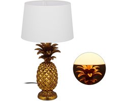 tafellamp ananas - met kap - E27 - woonkamer - slaapkamer - nachtlamp - goud