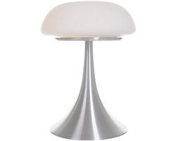 Tafellamp Ancilla 5557ST moderne stalen lamp met wit glas, hoogte 39 cm en diameter 30 cm, Steinhauer