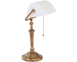 Tafellamp Ancilla 6186BR Brons E27 fitting met trekschakelaar, metaal en glas, kantelbaar - Steinhauer, klassiek voor binnengebruik
