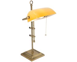 Tafellamp Ancilla 7735BR Brons E27 fitting met trekschakelaar, kantelbaar en uitschuifbaar, staal en glas, Steinhauer, voor binnengebruik