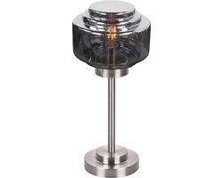 Tafellamp art deco Cambridge | 1 lichts | Ø 15cm | 35 cm | staal / smoke / transparant | smoke glas / metaal | bureaulamp | gispen / retro / jaren 30